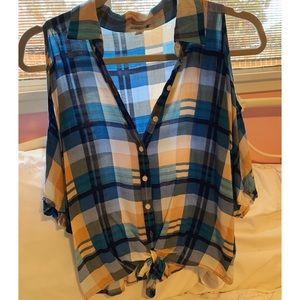 Plaid Blue Crop Top